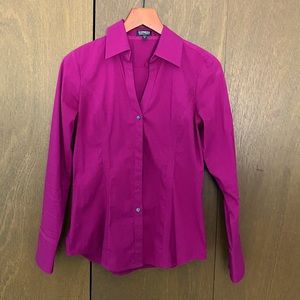 Express Button Down Cotton Stretch Blouse
